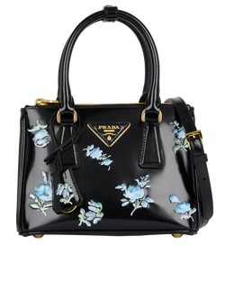Mini Galleria Printed Brushed, Leather, Black, 7/K, CL/DB/E, 2*